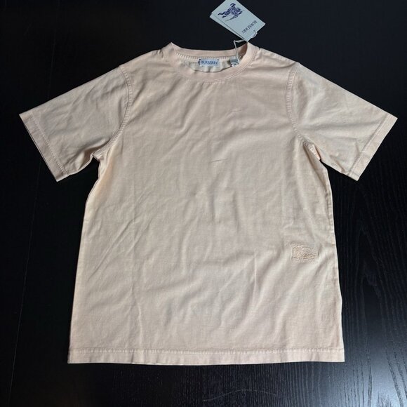 FLAW READ -- NWT BURBERRY Kids Boys 12Y Short Sleeve Logo T-Shirt Pastel Peach
